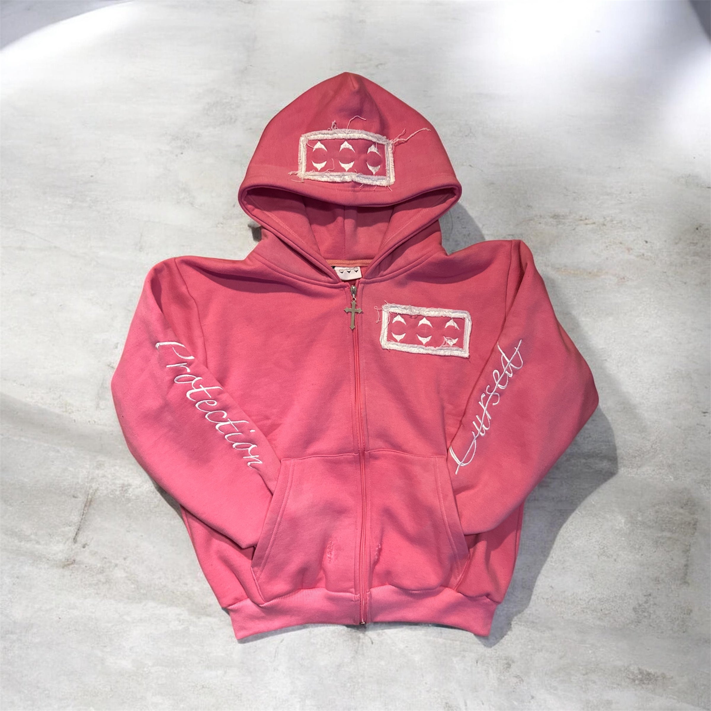 Pink acid wash zip up