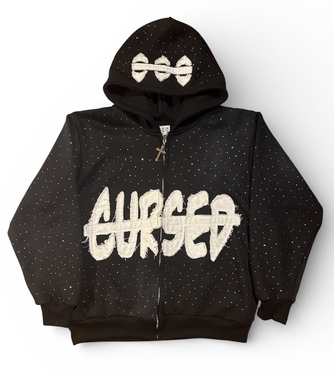 Cursed Protection Rhinestone Zip up