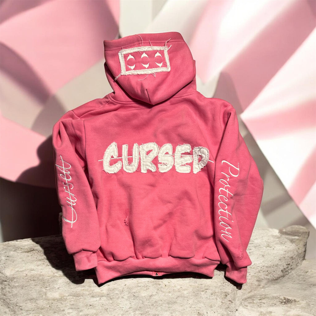 Pink acid wash zip up