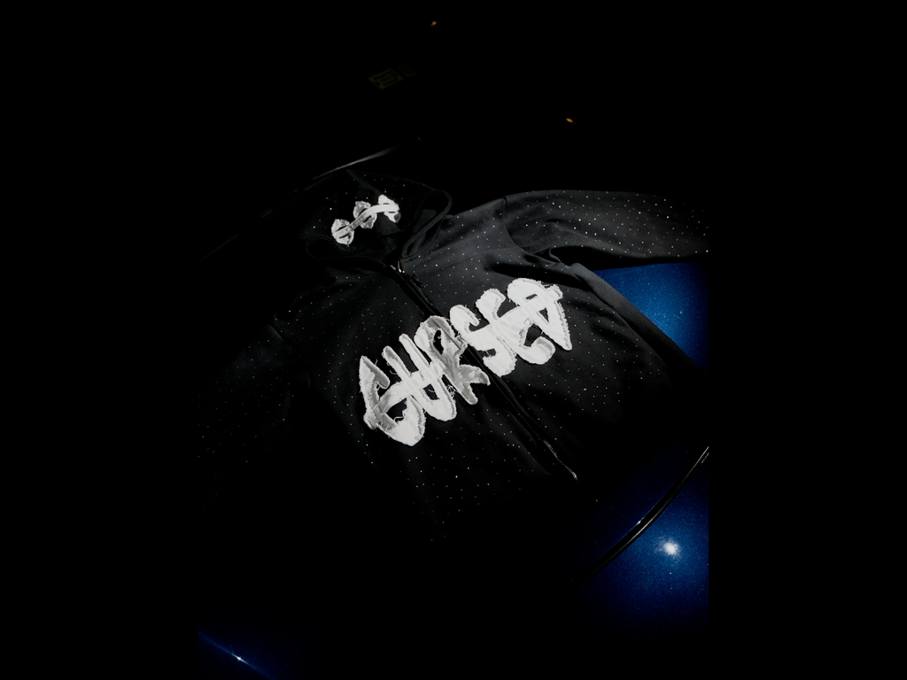 Cursed Protection Rhinestone Zip up