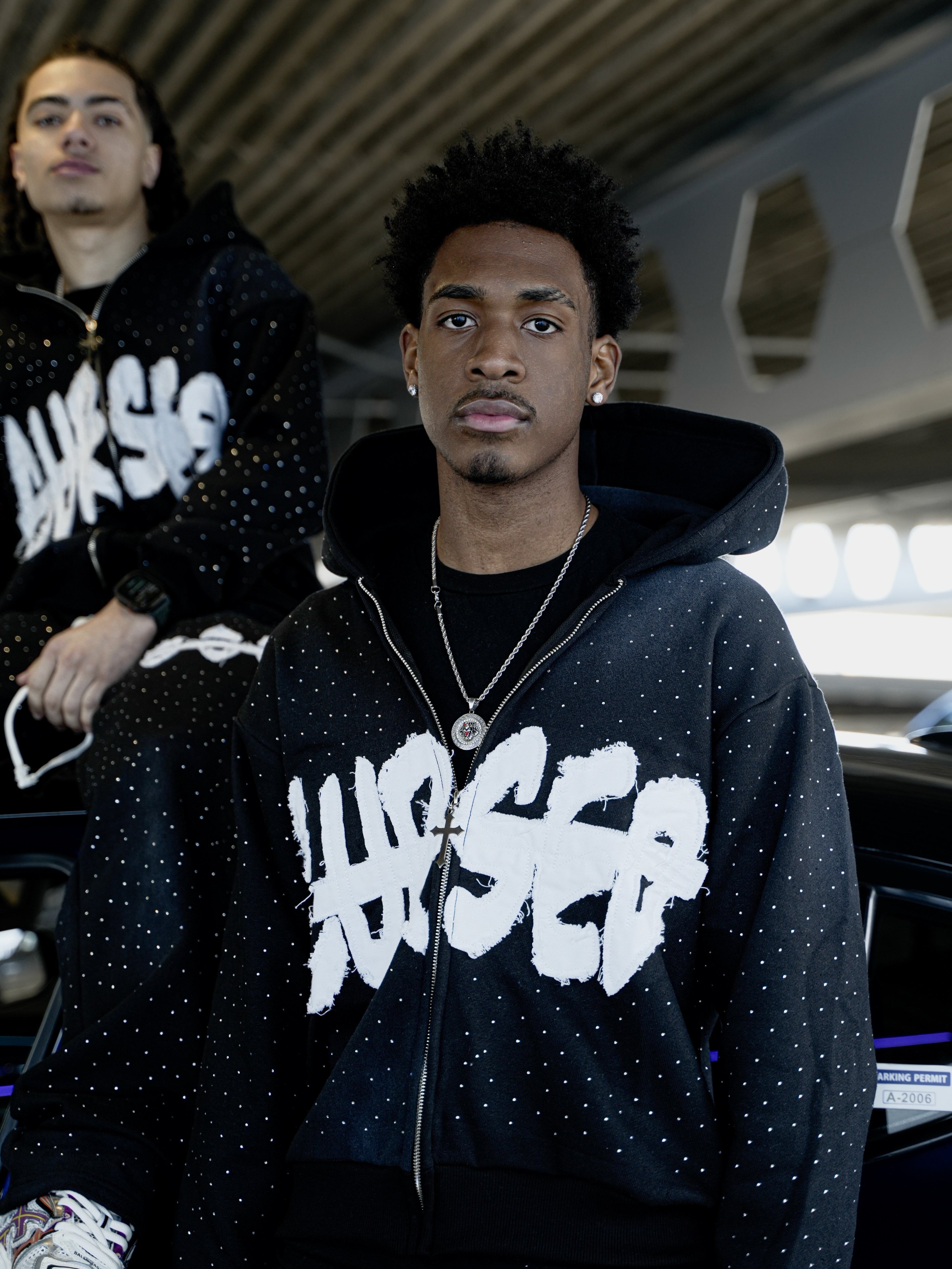 Cursed Protection Rhinestone Zip up